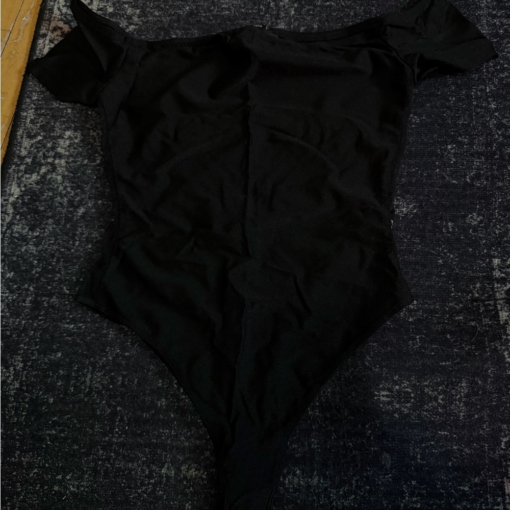 Black off the shoulder bodysuit